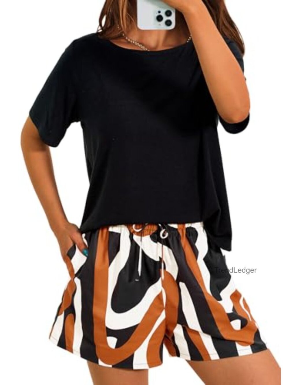 Women's Summer 2 Piece Short Set Short Sleeve Top & Shorts Matching Outfit